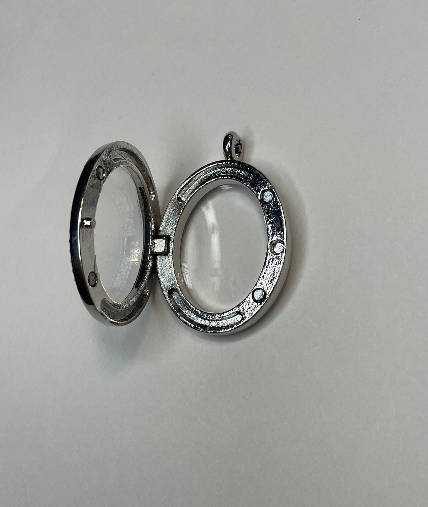 Classic Silver-Tone Oval Gem Locket