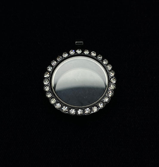 Midnight-Tone Gem Dazzle Round Locket