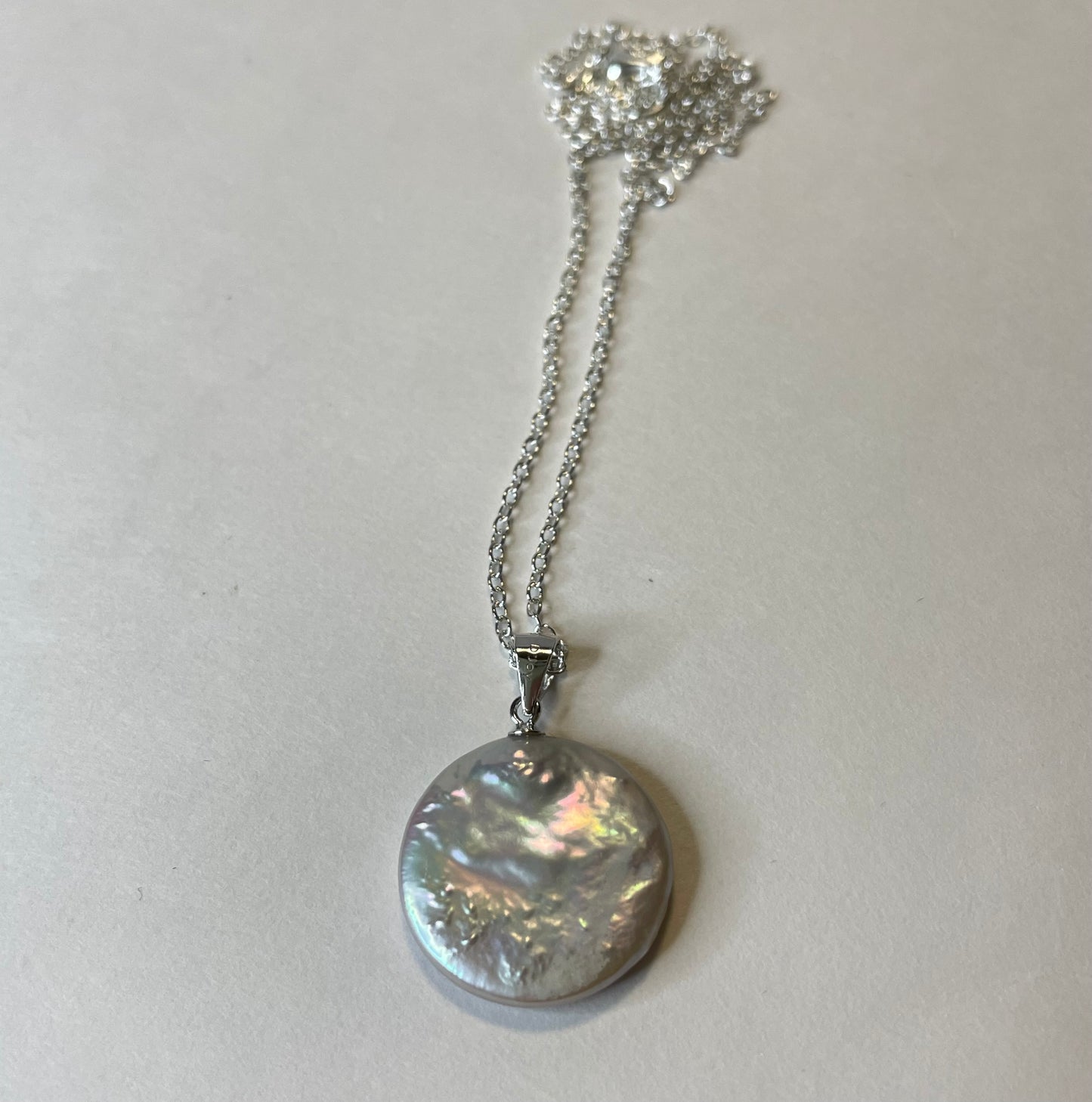 Modern Pearl Coin Pendant