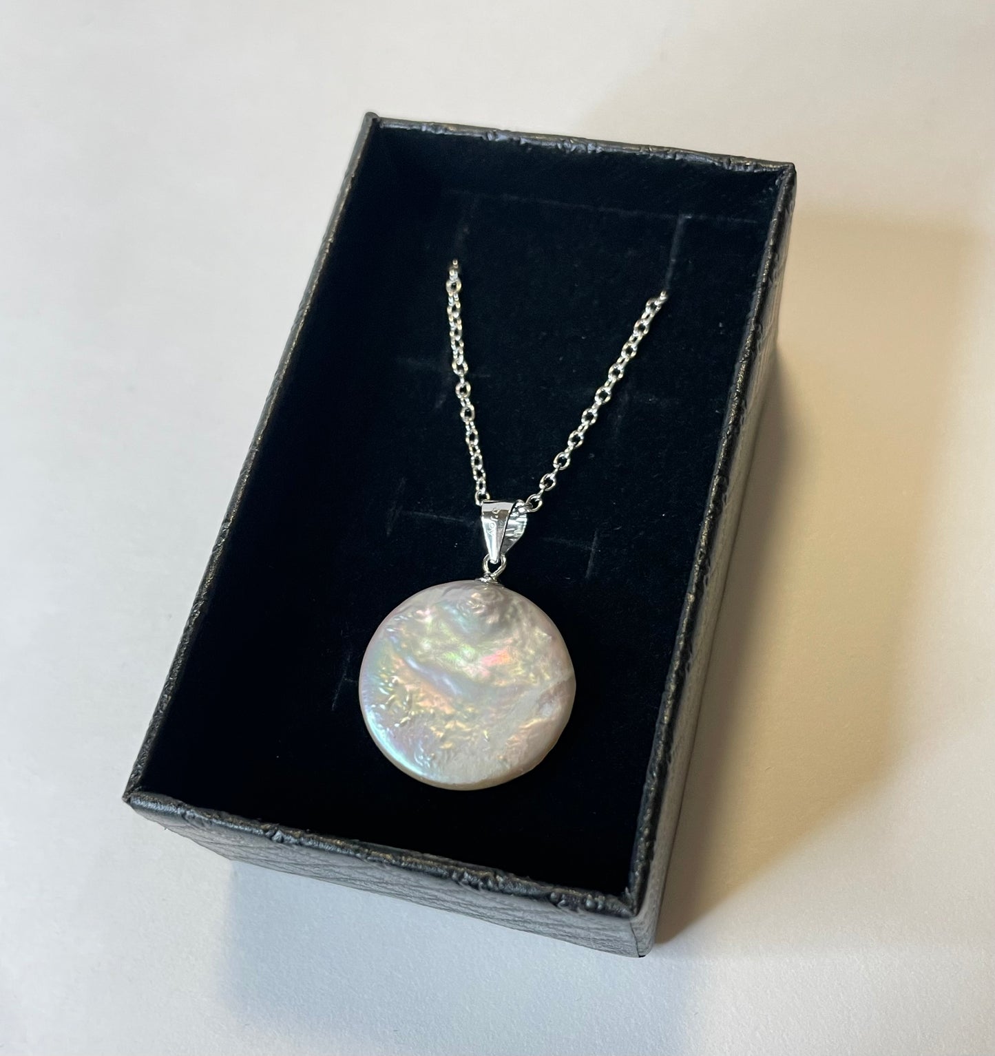 Modern Pearl Coin Pendant